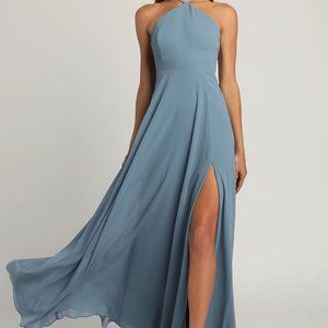 Lulu's Absolutely Breathtaking Slate Blue Maxi Dress